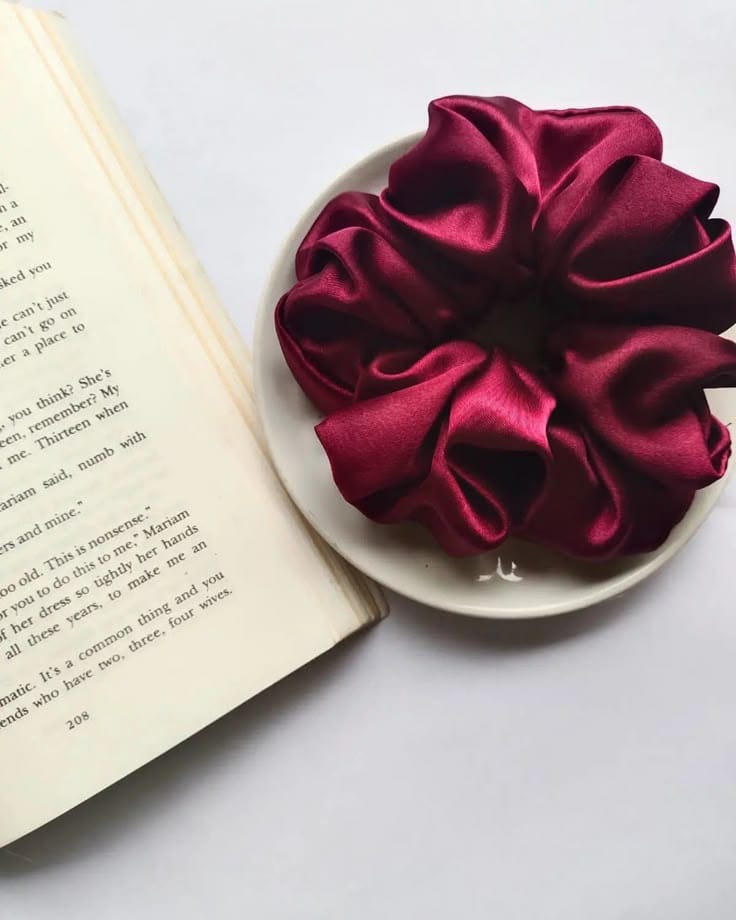 Burgundy Satin Scrunchie