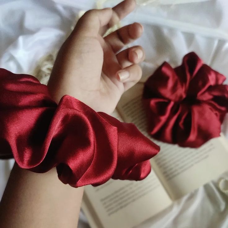 Burgundy Satin Scrunchie photo 2