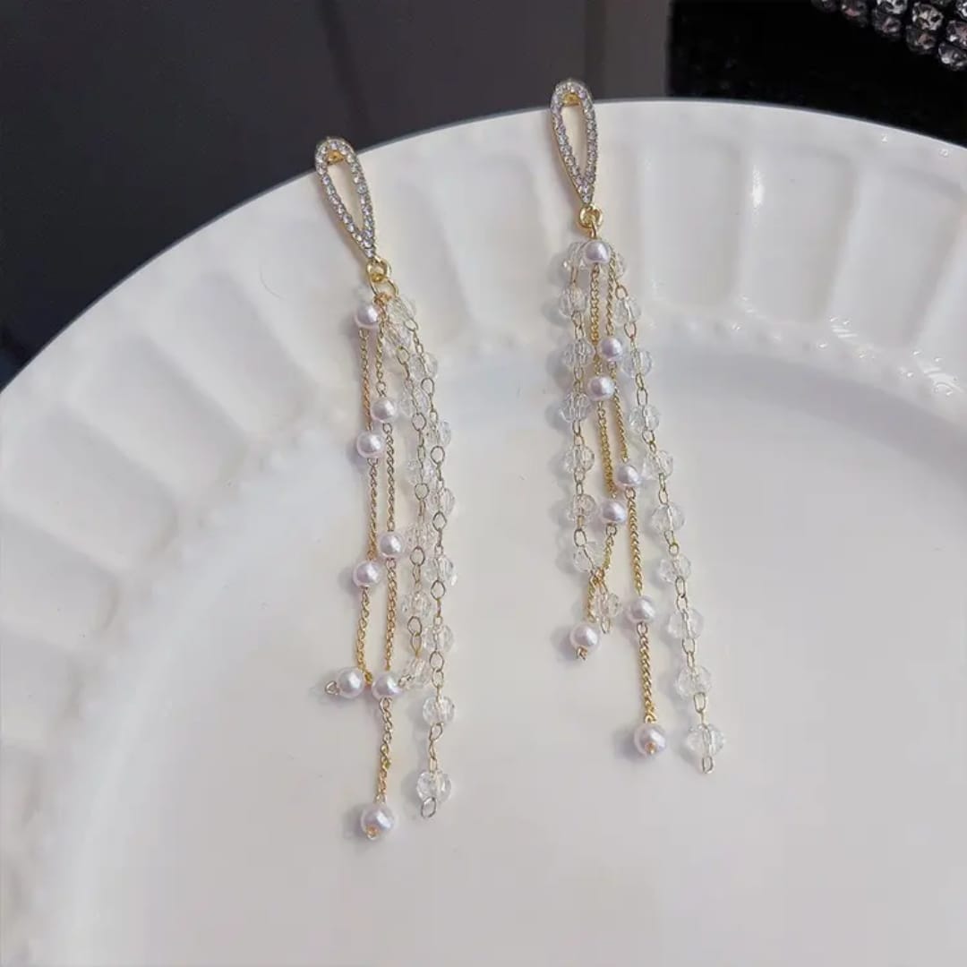 Crystal Pearl Cascade Earrings