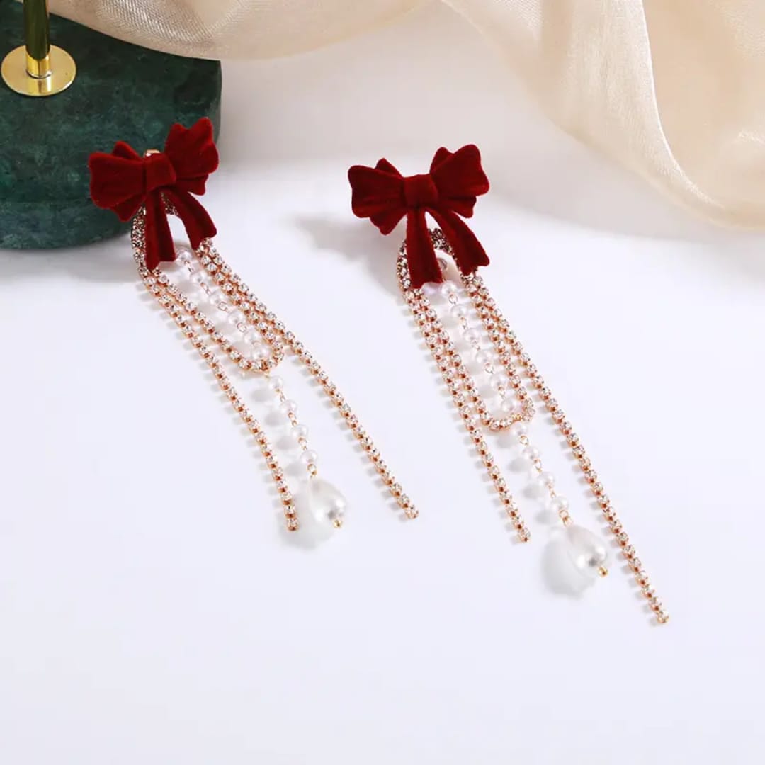 Velvet Bow Drip Earrings