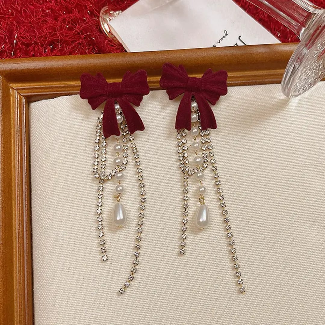 Velvet Bow Drip Earrings photo 2