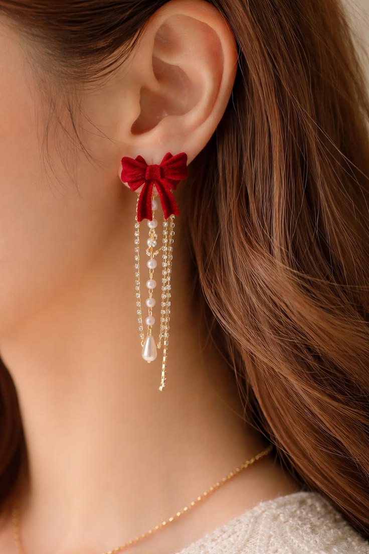 Velvet Bow Drip Earrings photo 4