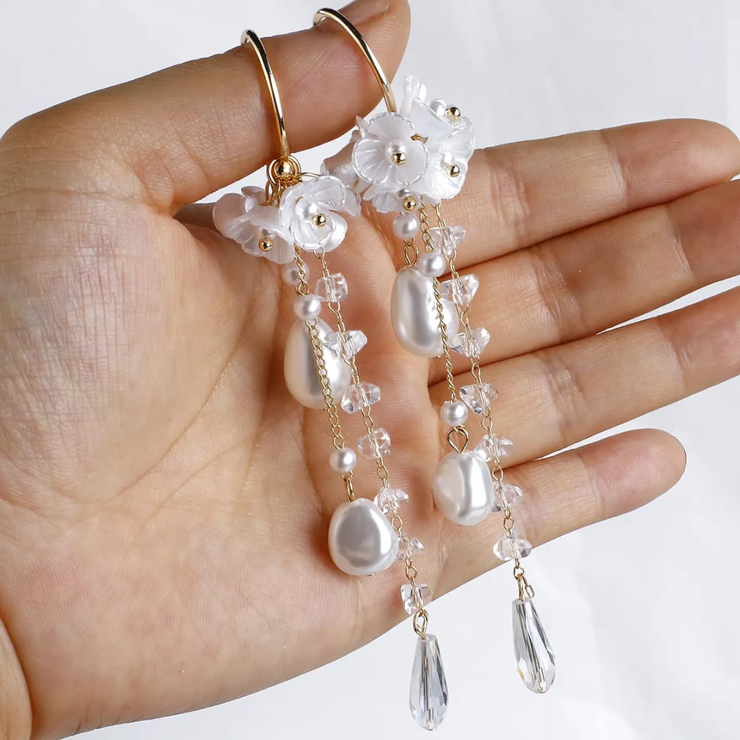 Ivory Blossom Cascade Earrings photo 3