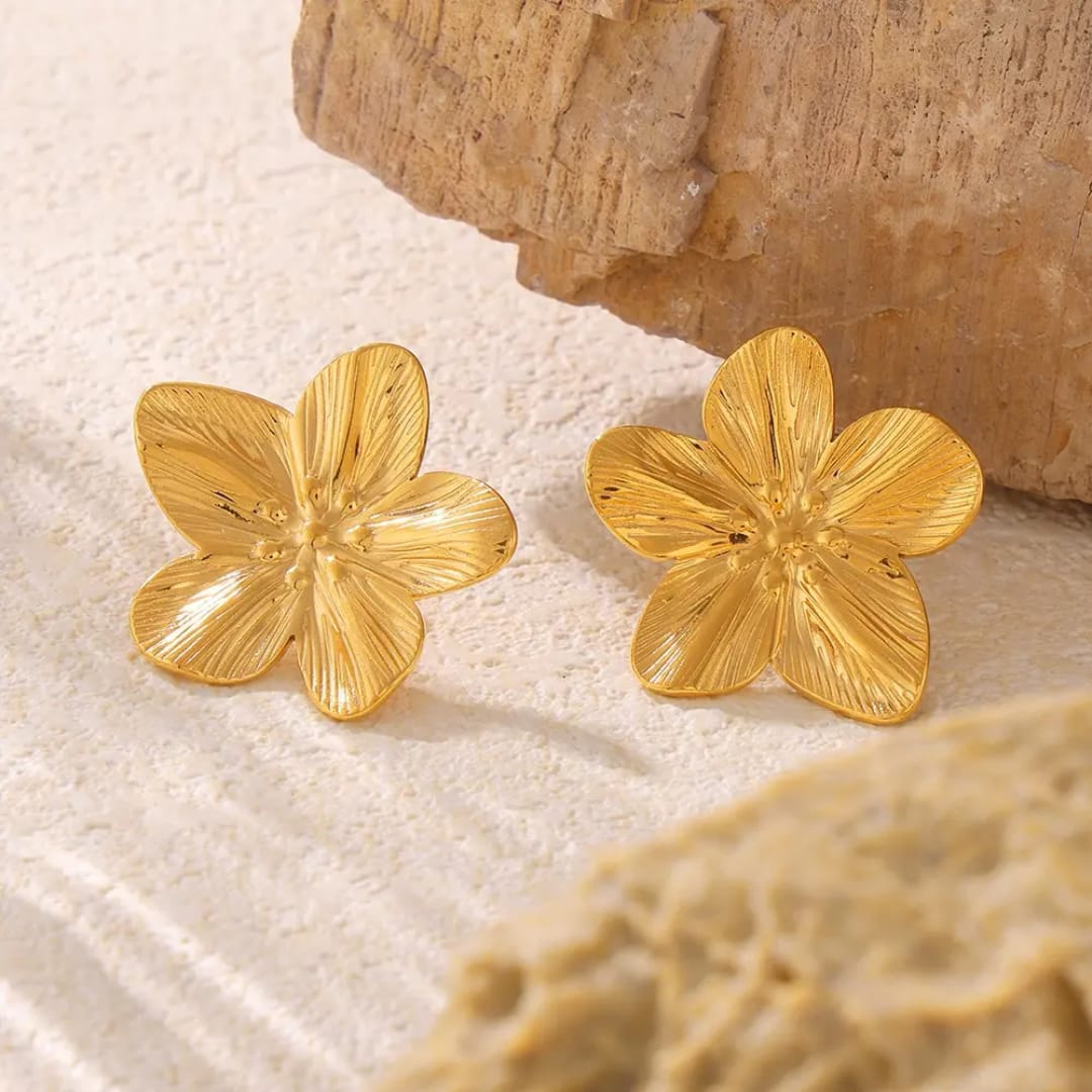 Golden Blossom Statement Stud Earrings