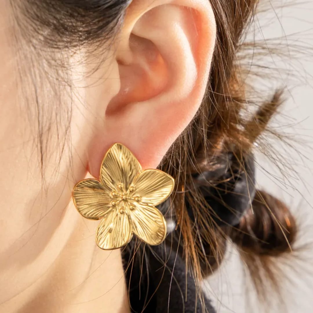 Golden Blossom Statement Stud Earrings photo 3