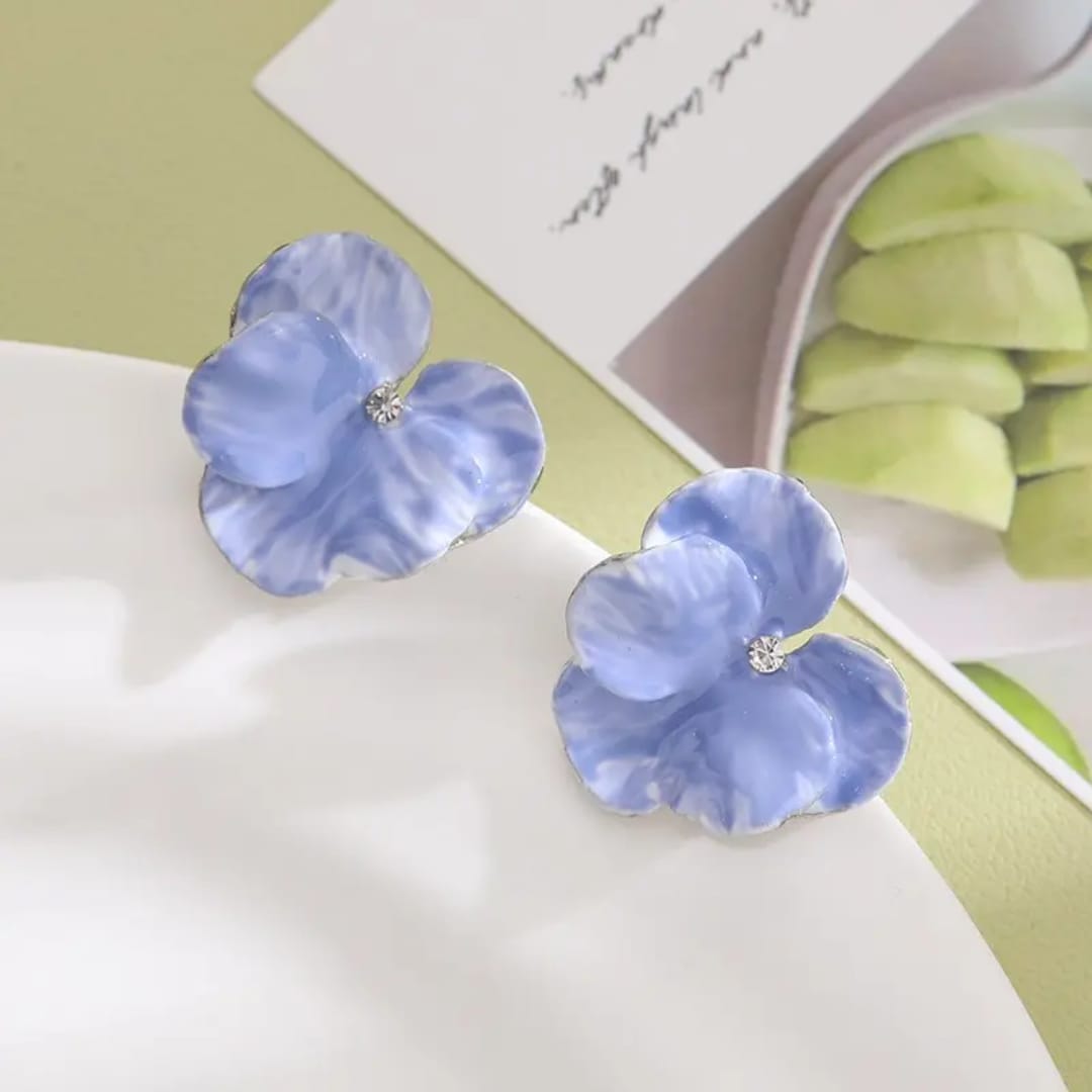 Azure Bloom Ice Blue Petal Studs