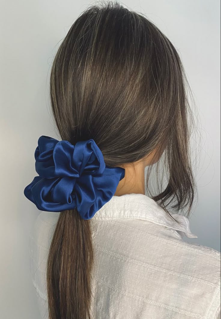 Royal Blue Satin Scrunchie