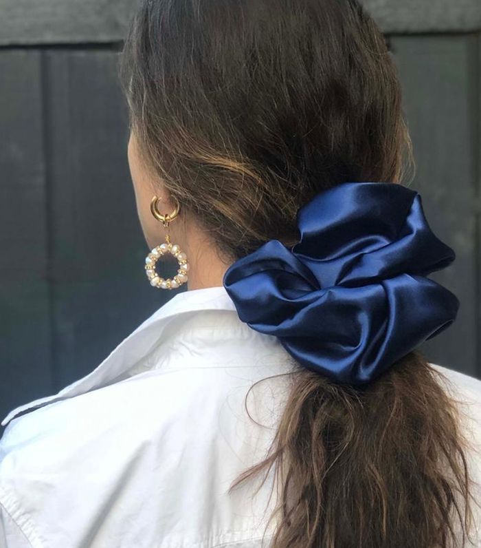 Royal Blue Satin Scrunchie photo 2
