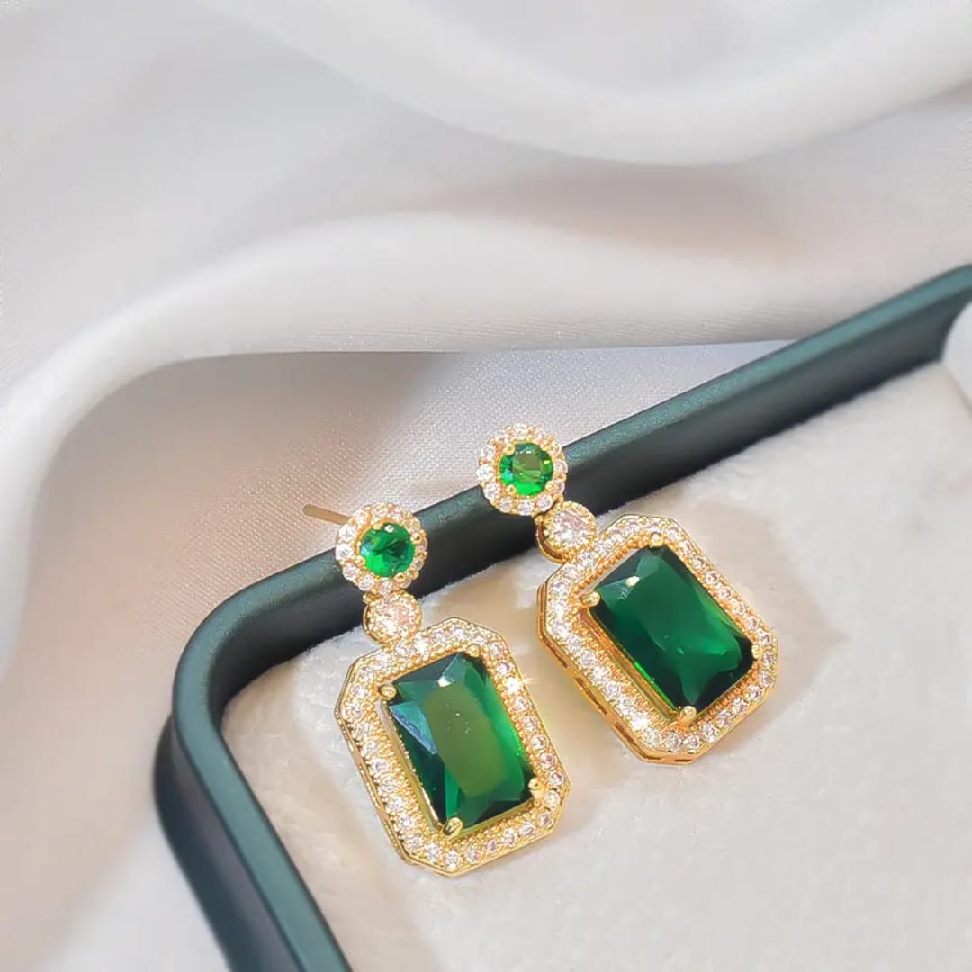 Aylin Emerald Crystal Drops Earrings