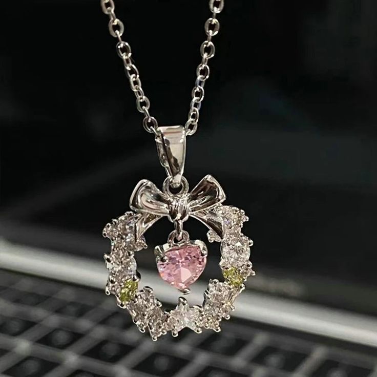 Aylin Diamanté Crystal Wreath Bow Necklace