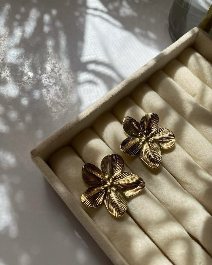 Golden Blossom Statement Stud Earrings