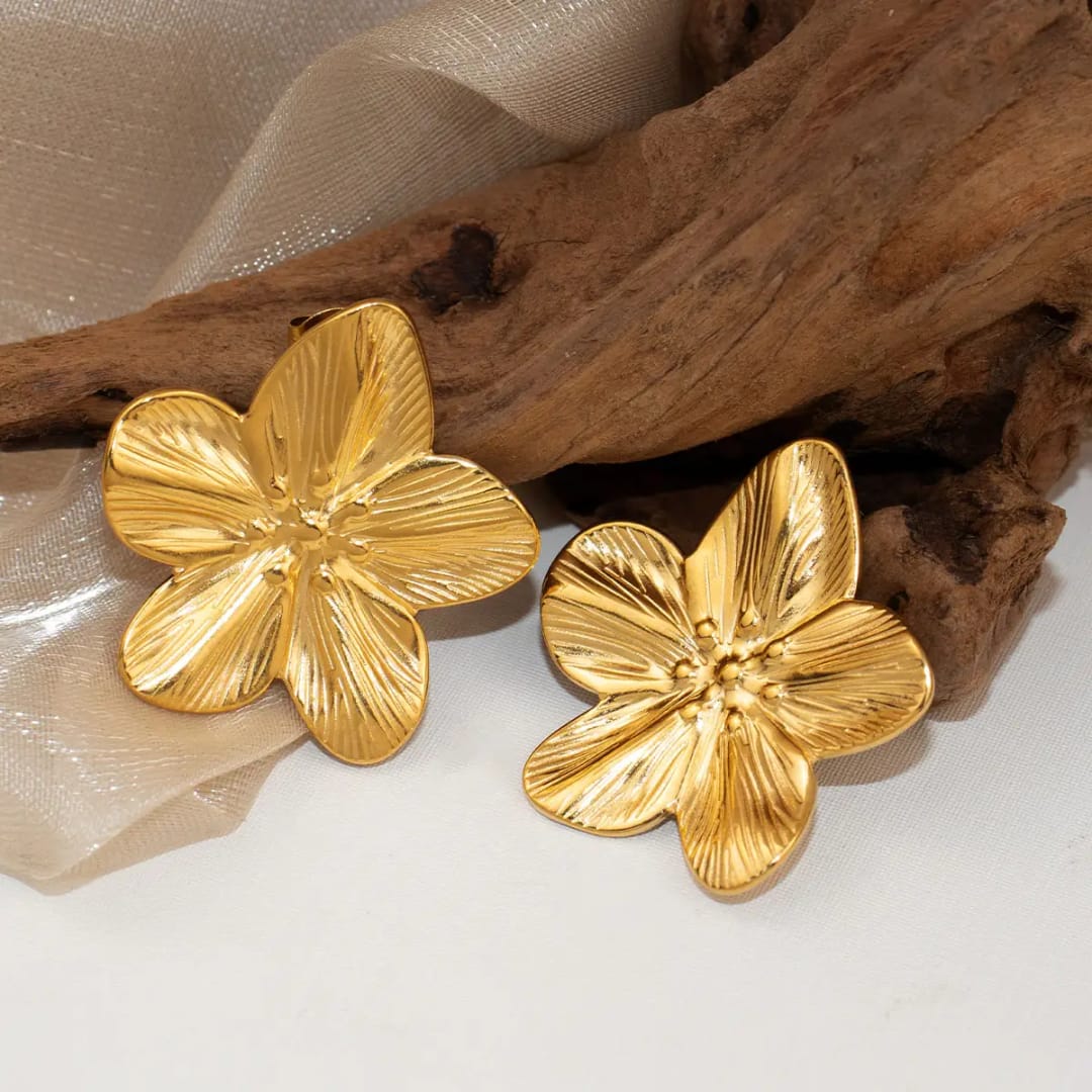Golden Blossom Statement Stud Earrings photo 4