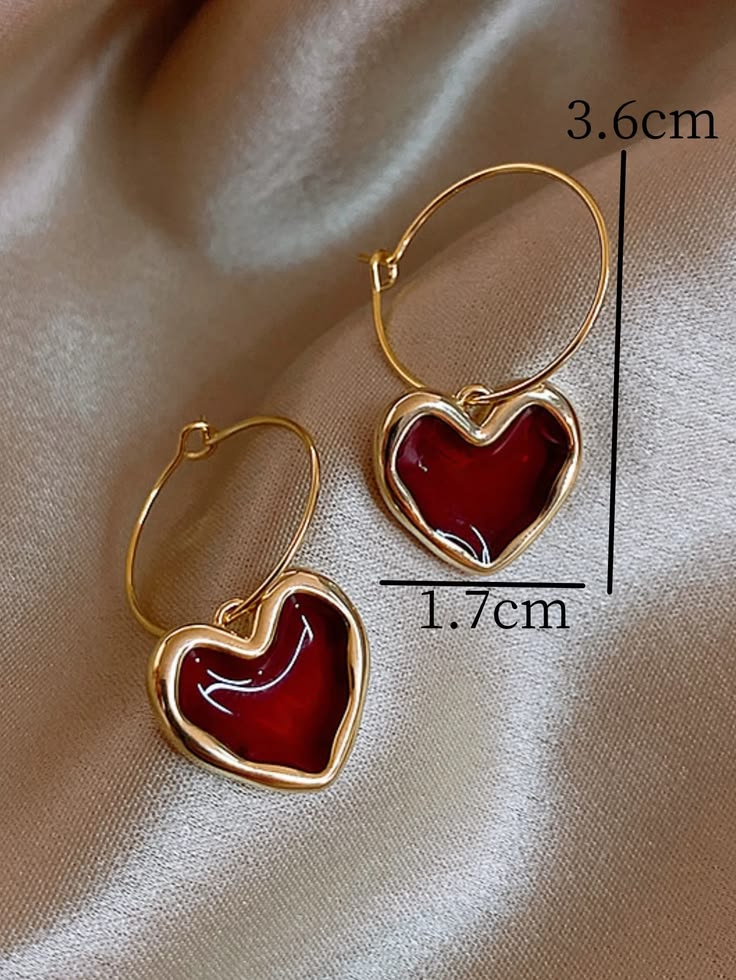 Aylin Cœur Rouge Red Heart Hoop Earrings photo 4