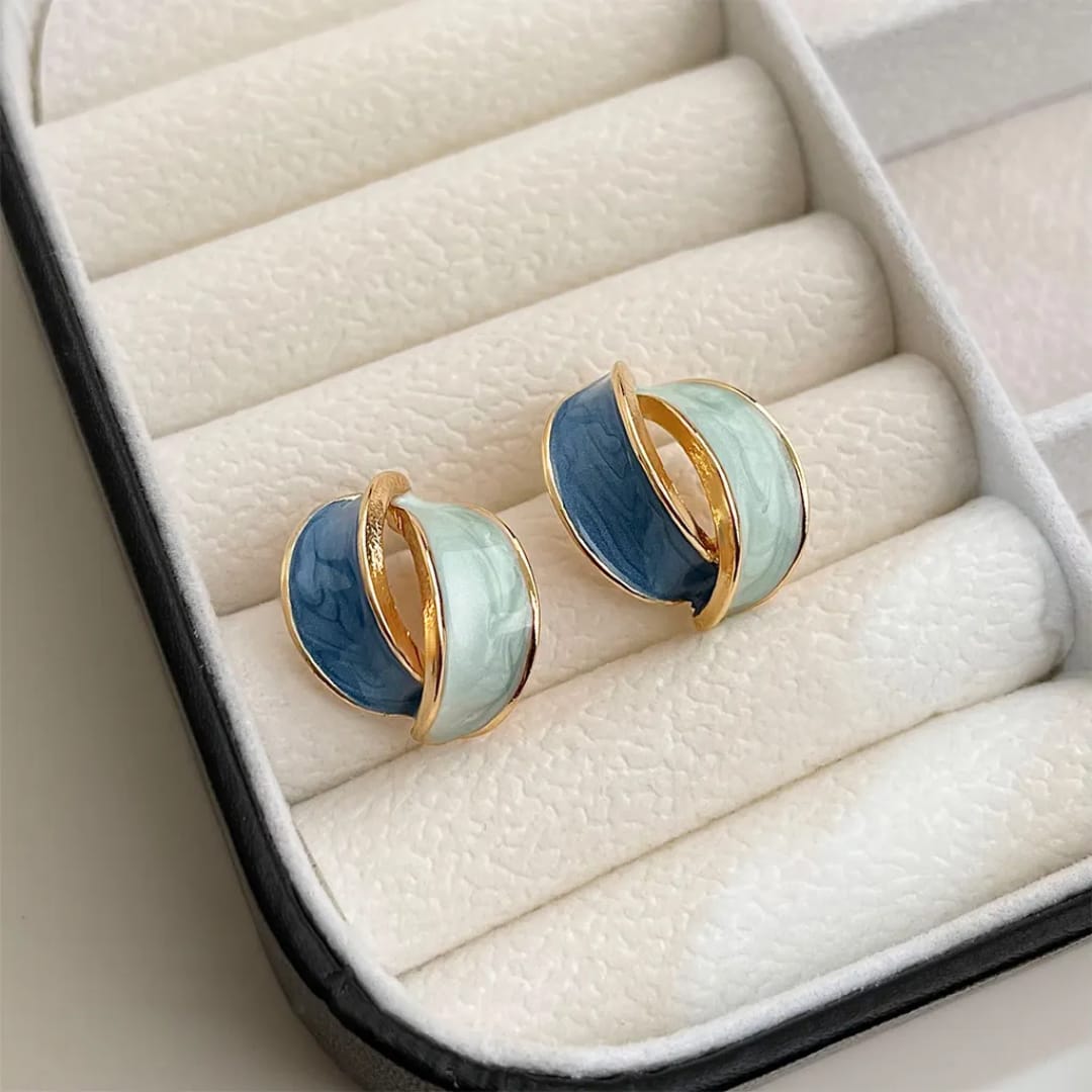 Aylin Duo Émail Two-Tone Enamel Stud Earrings