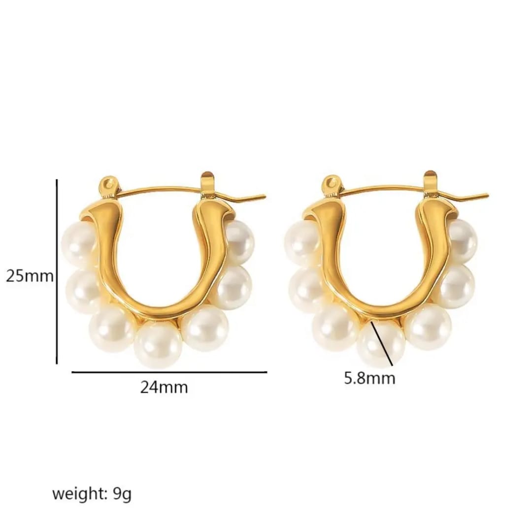 Aylin Anneau Perlé Gold Plated Pearl Hoop Earrings photo 4