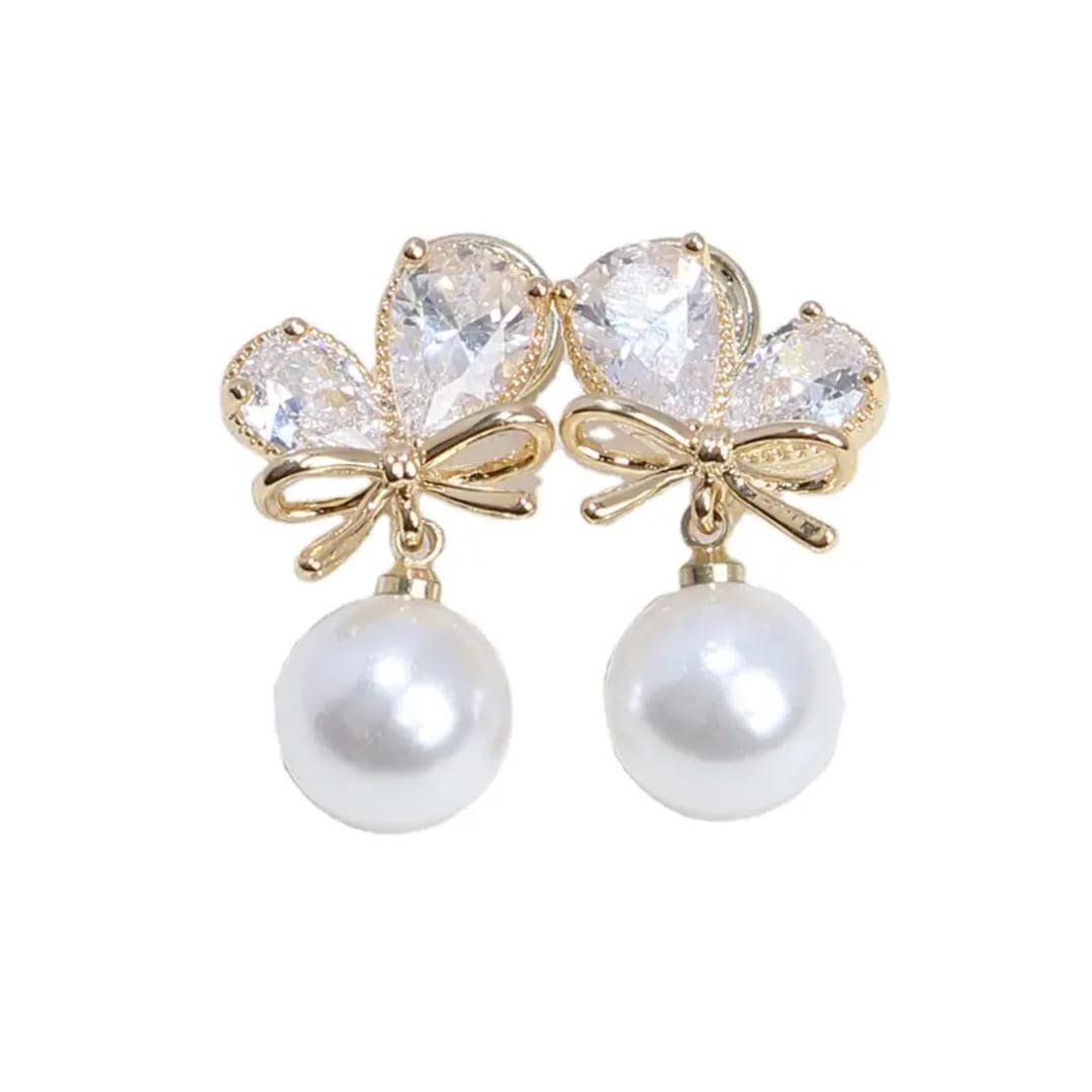 Aylin Bow & Pearl Drop Earrings