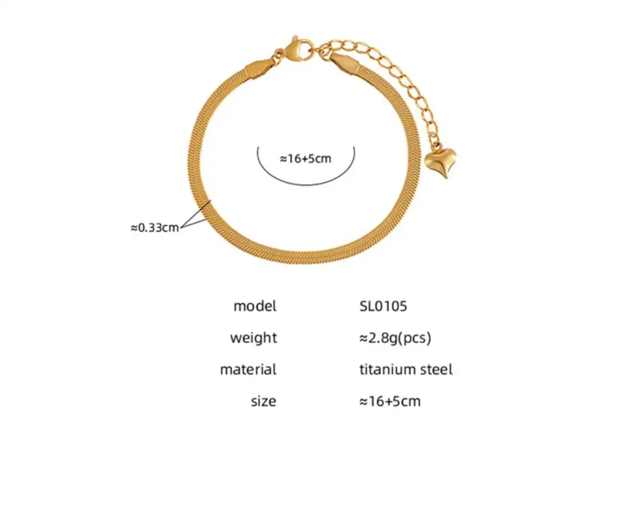 Aylin 18k Gold PVD Plated Herringbone Chain Bracelet – Anti-Tarnish Stainless Steel Bracelet for Women photo 5