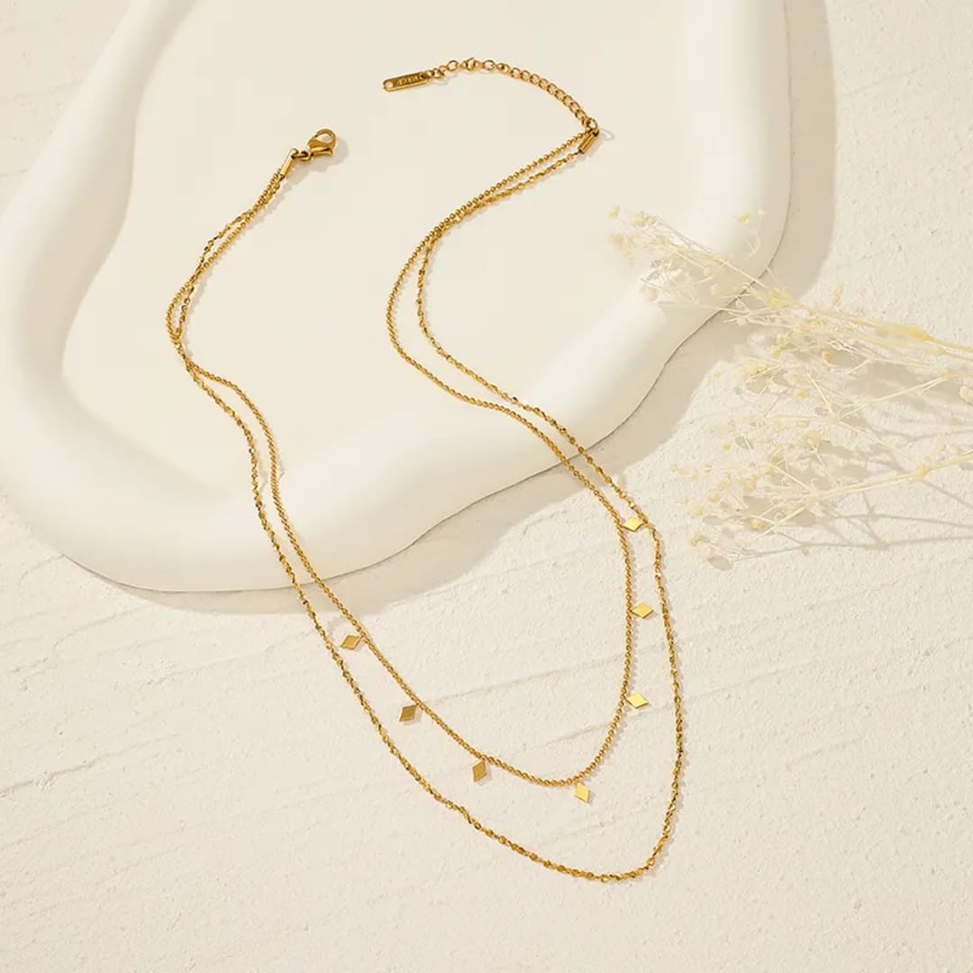 Aylin Ivy Dainty Layered Diamond Drop Necklace – 18k Gold PVD Plated Anti-Tarnish Stainless Steel Necklace for Women photo 3