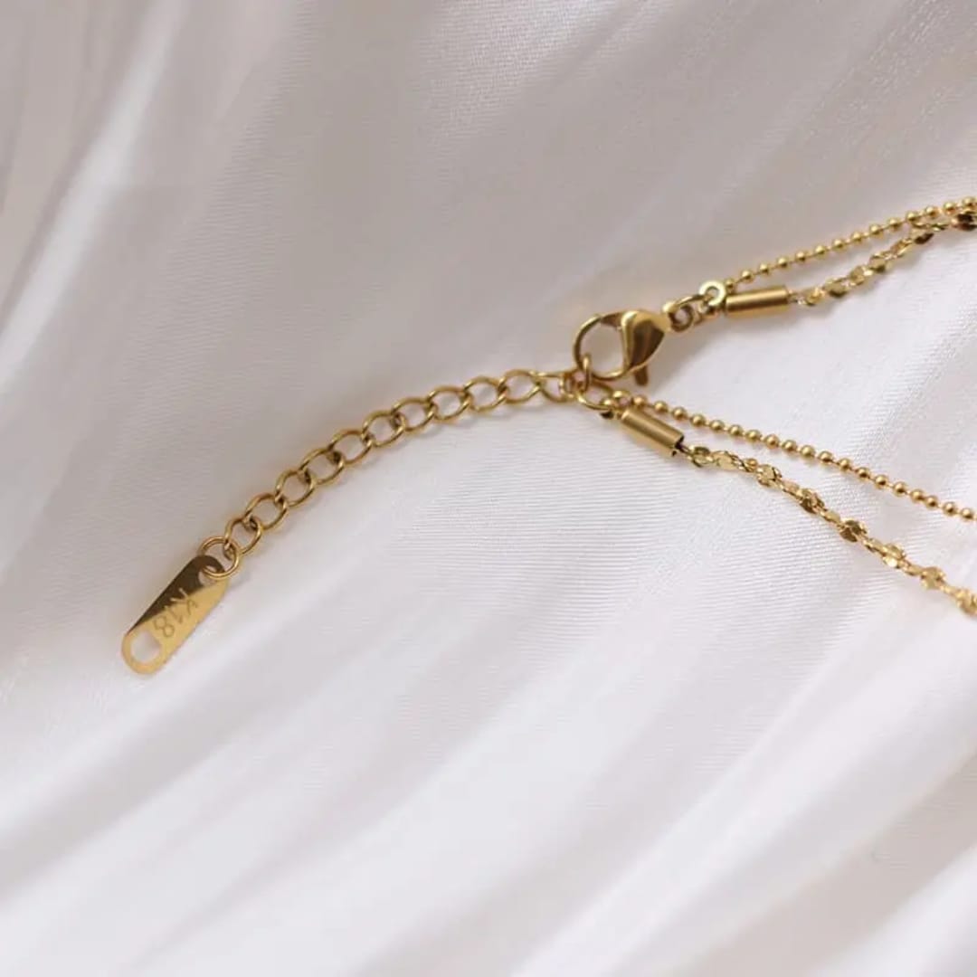Aylin Ivy Dainty Layered Diamond Drop Necklace – 18k Gold PVD Plated Anti-Tarnish Stainless Steel Necklace for Women photo 4