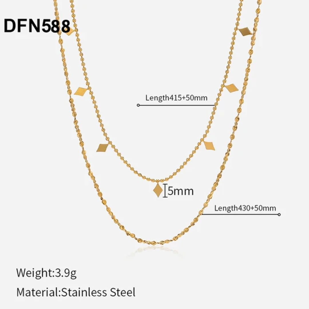 Aylin Ivy Dainty Layered Diamond Drop Necklace – 18k Gold PVD Plated Anti-Tarnish Stainless Steel Necklace for Women photo 5