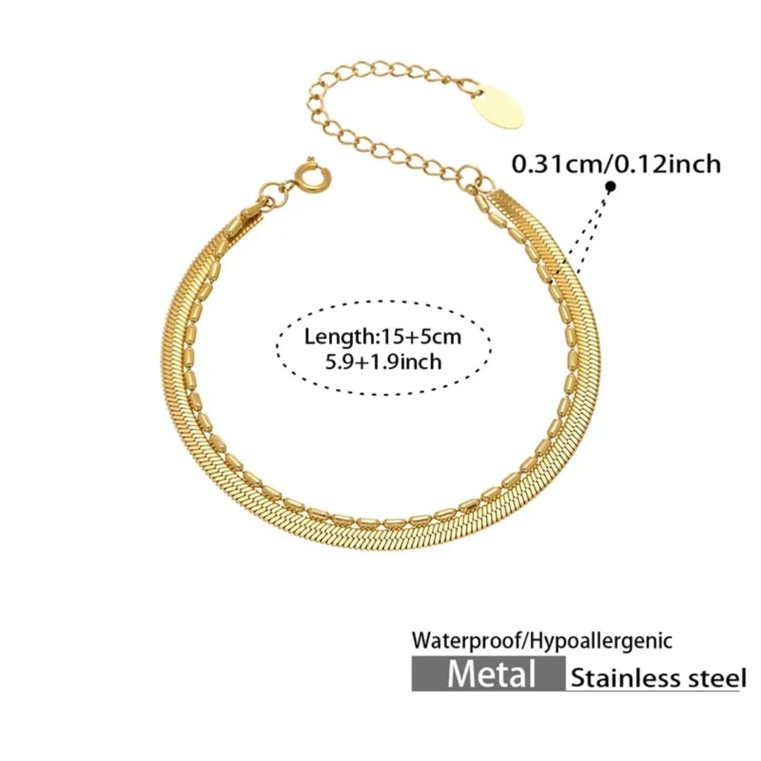 Aylin 18k Gold PVD Plated Layered Bead Chain Bracelet – Anti-Tarnish Stainless Steel Bracelet for Women photo 4