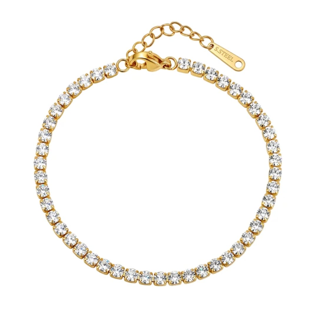 Aylin Radiance Tennis Bracelet – 18k Gold PVD Plated Anti-Tarnish Stainless Steel Bracelet for Women