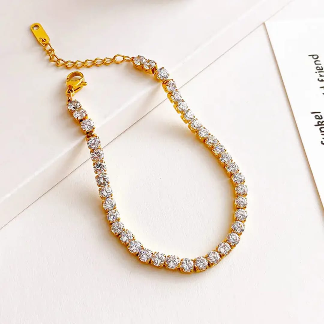Aylin Radiance Tennis Bracelet – 18k Gold PVD Plated Anti-Tarnish Stainless Steel Bracelet for Women photo 2