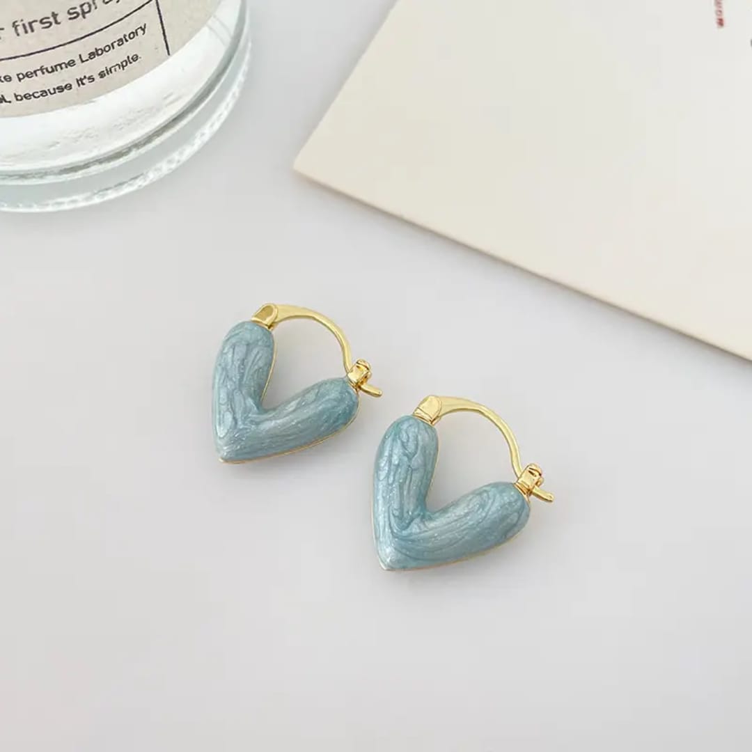 Aylin Enamel Heart Hoop Earrings