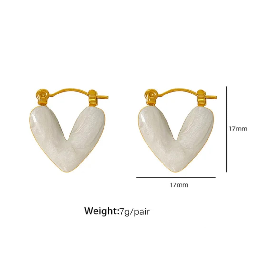 Aylin White Enamel Heart Hoop Earrings photo 4